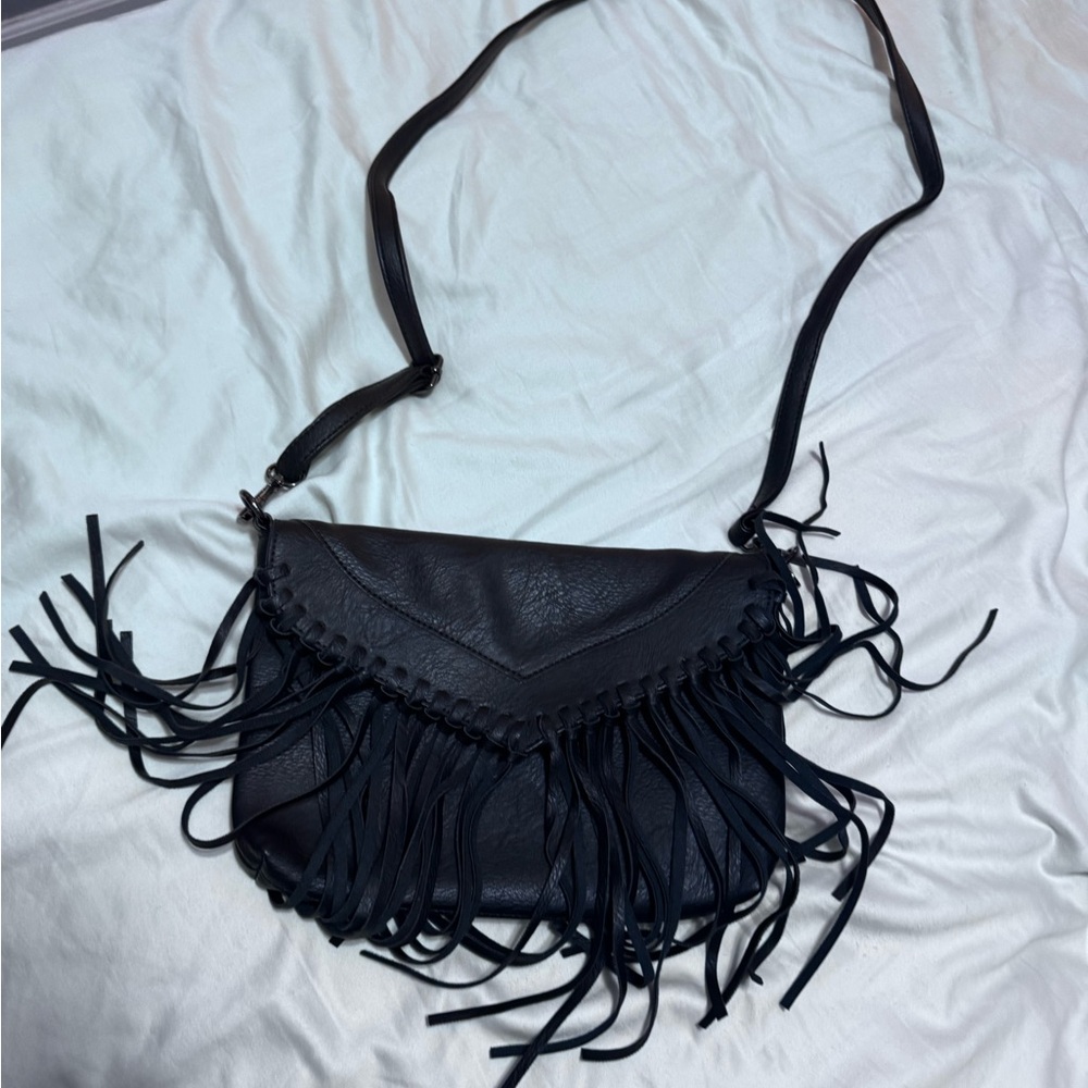 Black Fringe Crossbody Bag